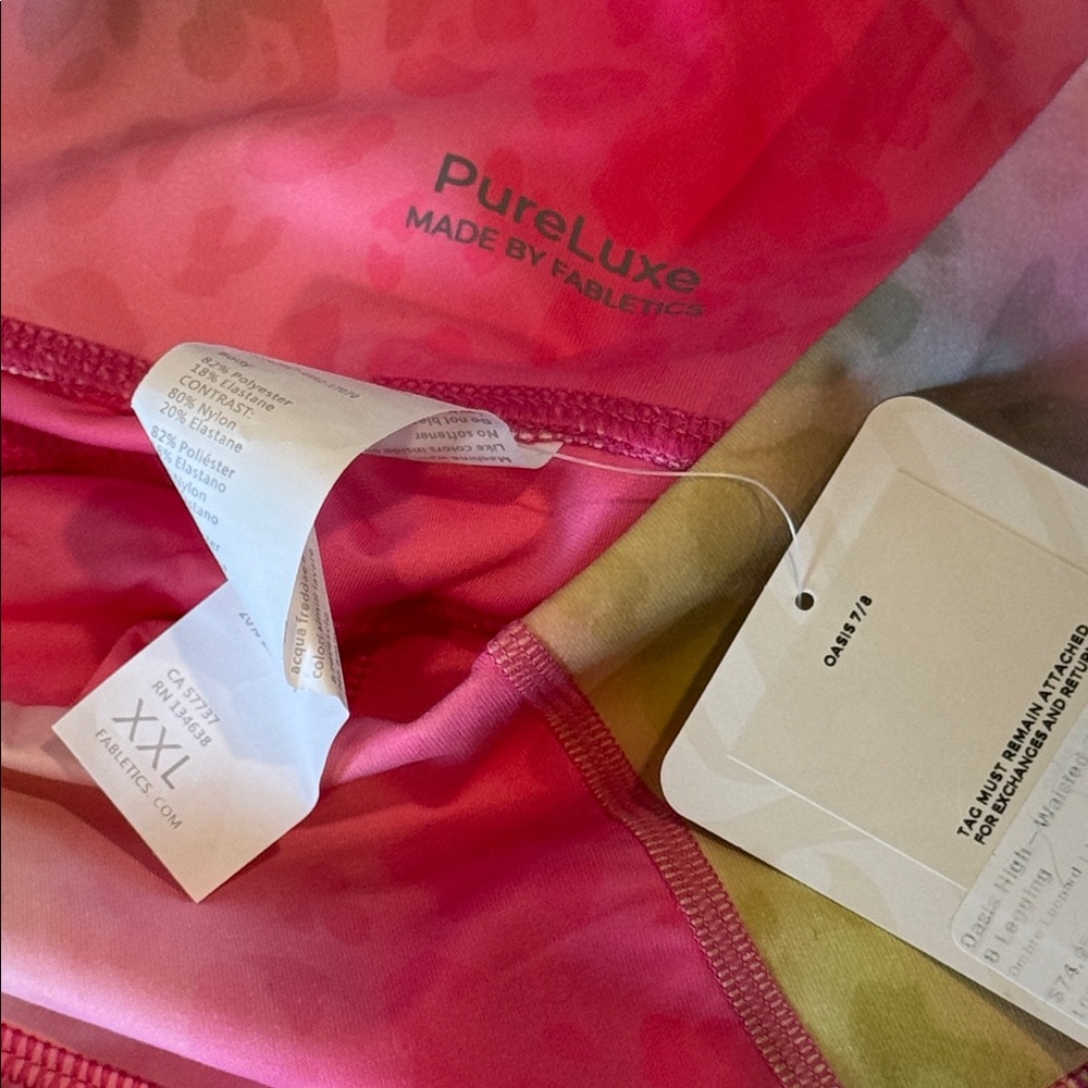 Fabletics Neon Pink Multicolor Leopard-Print Legg… - image 3